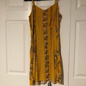 Yellow Boho floral mini floral dress